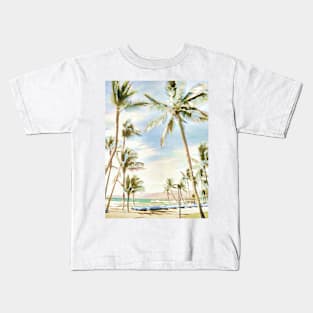 Vintage Hawaiian Beach/Blue Kids T-Shirt